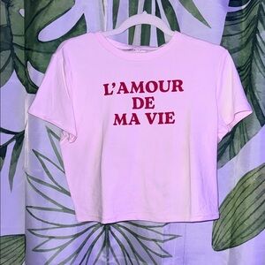Ardenes Cropped Pink Graphic Tee
